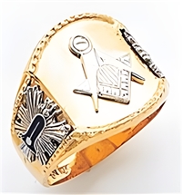 Masonic ring Square front & rounded edges with S&C and "G" - Sterling Silver
